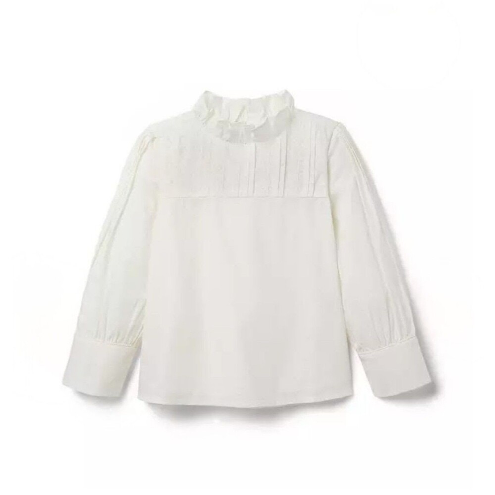 Janie and Jack Girls Pintuck Ruffle Collar Top COLOR jet ivory size 2 NEW W Tags